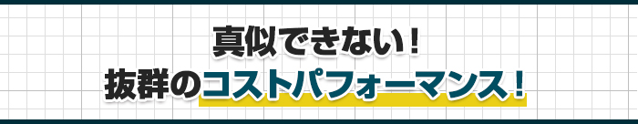 真似できない! 抜群のコストパフォーマンス!